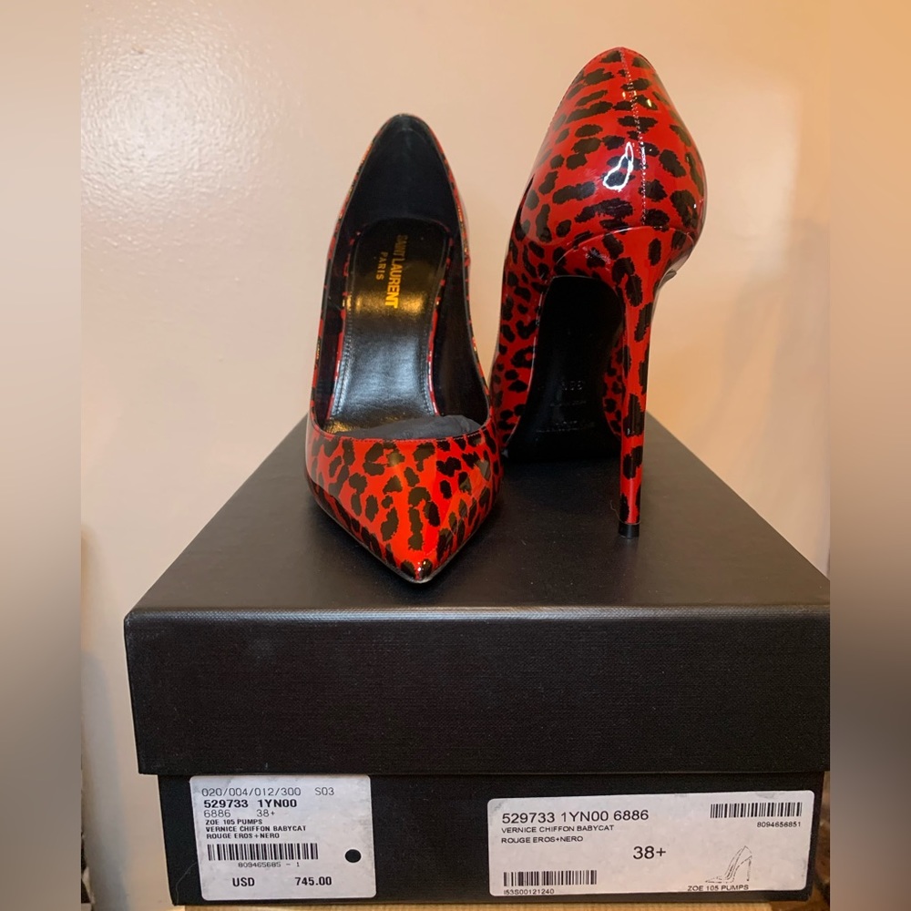 Saint Laurent special education he’ll red and black leopard worn ones very comfy